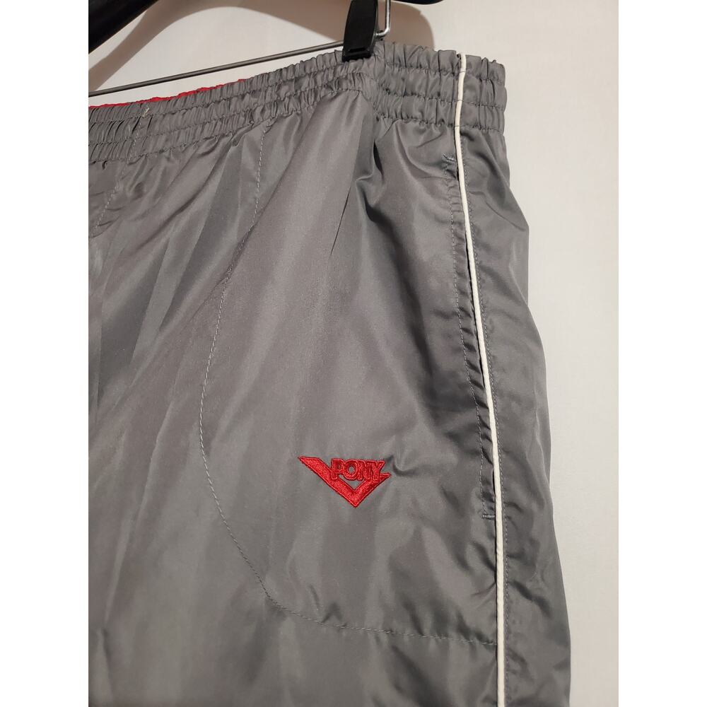 Pony Vtg Y2K 2 Piece Track Suit Windbreaker Jacket Pants Mens Size XXL Gray Red - Picture 8 of 16